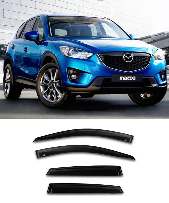 Mazda CX-5 (2012-2017) Window Visors Set (4PCS, Black Opaque) | Weathershields / Door Visors / Monsoon Guards - No Drilling | Raindeflector.co.nz