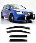 VW Golf MK5 (2004-2008) Window Visors Set (4PCS, Black Opaque) | Weathershields / Door Visors / Monsoon Guards - No Drilling | Raindeflector.co.nz