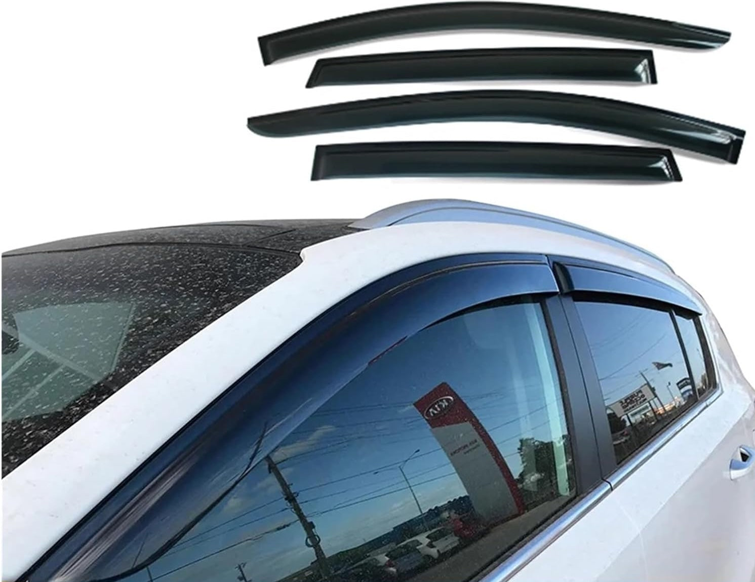 Kia Sportage (2010-2015) Window Visors Set (4PCS, Black Opaque) | Weathershields / Door Visors / Monsoon Guards - No Drilling | Raindeflector.co.nz